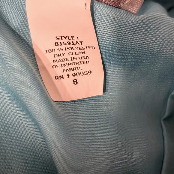 David's Bridal Turquoise Sleeveless Sheath Dress Knee Length Sz 8 - Picture 4 of 4